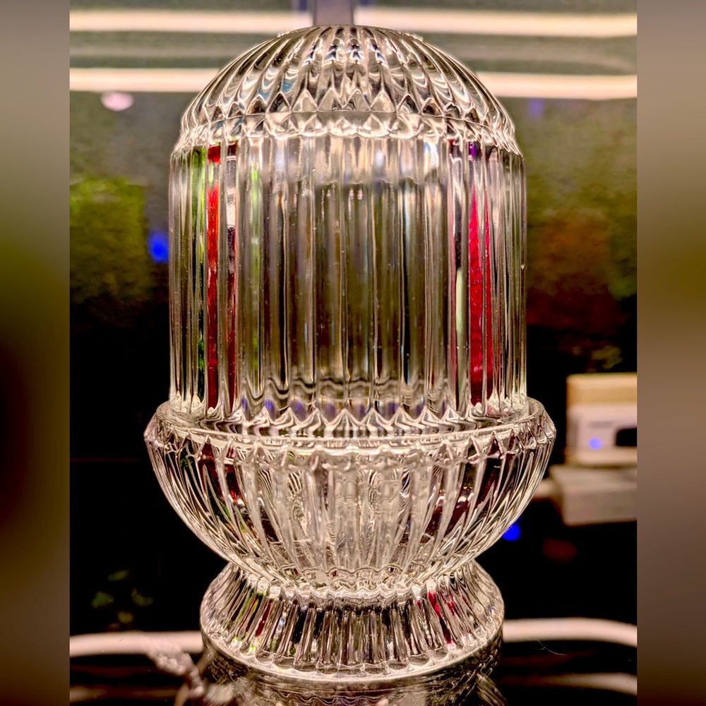 Vintage Clear Ribbed Glass Fairy Lamp